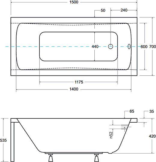 Акриловая ванна Besco Optima 150x70 WAO-150-PK