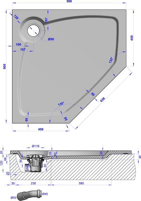 Поддон для душа GuteWetter Deluxe 90x90x2 P бежевый