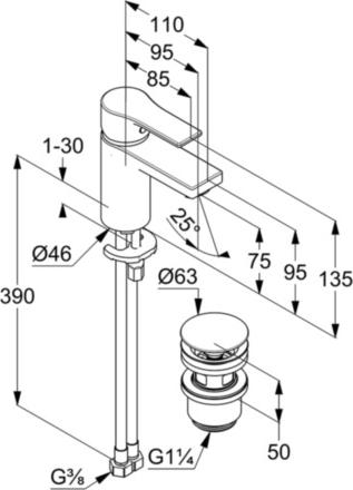 Смеситель для раковины Kludi Zenta SL 482660565, хром