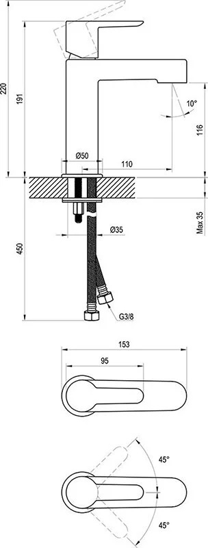 Смеситель для раковины Ravak Puri X070181 черный