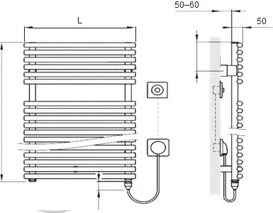 Полотенцесушитель электрический Arbonia Bagnowatt 115 BTW115 500 L WKS2 CR хром