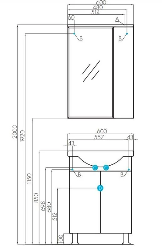 Тумба с раковиной Aquaton Лиана 1A1631K0LL010 белый