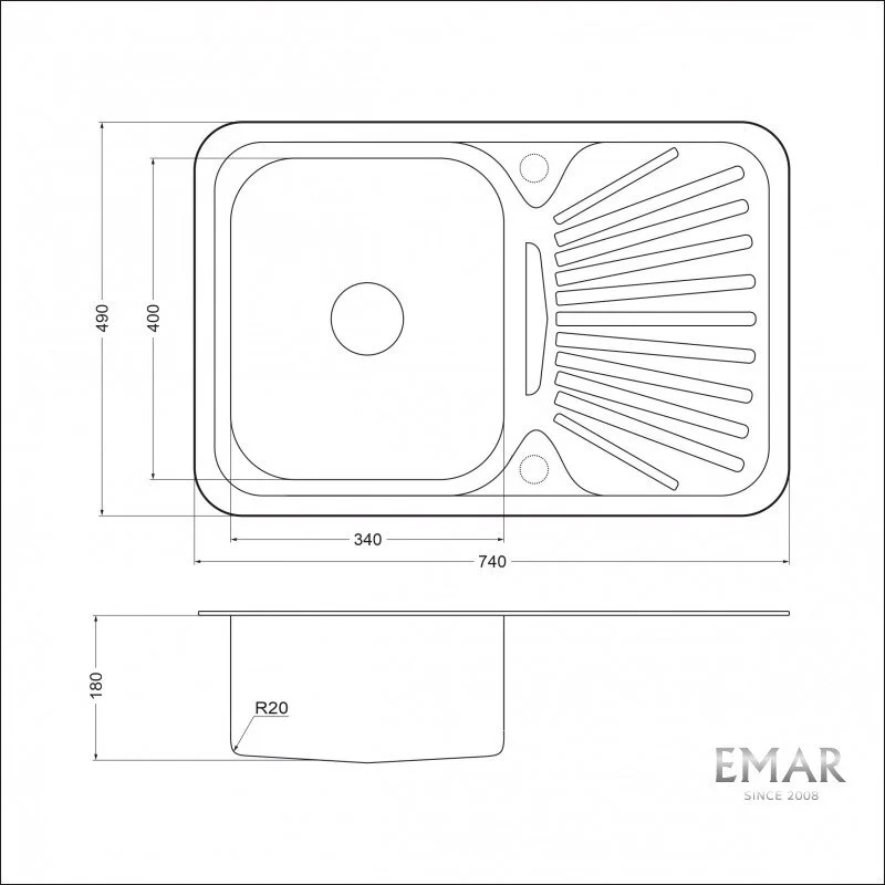 Кухонная мойка Emar Steel 7449 серый