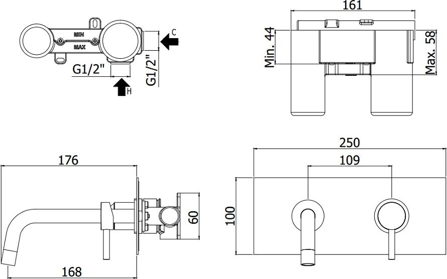 Смеситель Paffoni Light LIG101ROSE/M для раковины