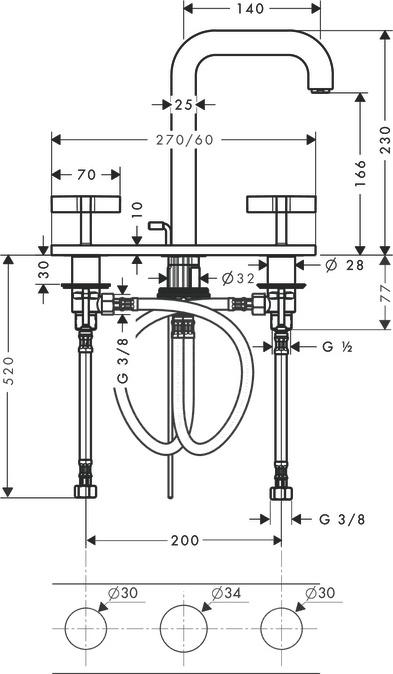 Смеситель для раковины Axor Citterio 39134990, золото