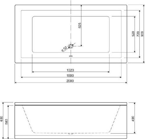 Акриловая ванна Cezares Plane 200x90 PLANE-200-90-49-W37