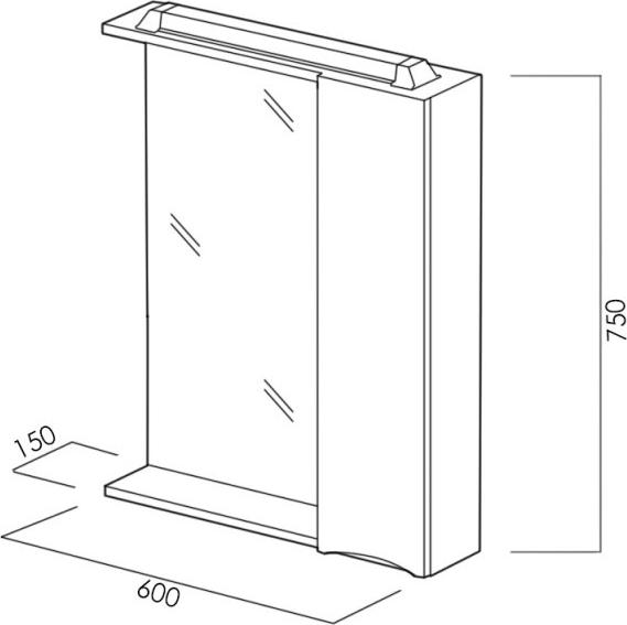 Зеркало-шкаф 60 см BelBagno MARINO-SPC-600/750-1A-BL-P-L