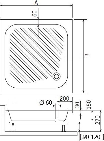 Душевой поддон RGW B/CL-S-A 16180199-51-A 90x90 см, белый