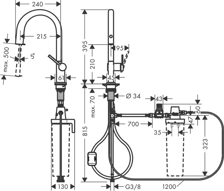 Смеситель для кухни Hansgrohe Aqittura M91 FilterSystem 210 76803670, черный матовый