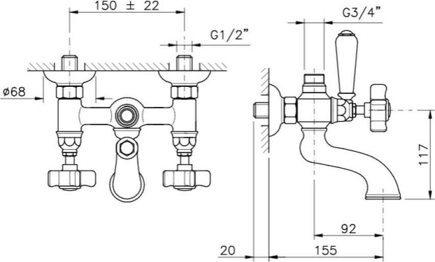 СМЕСИТЕЛЬ NICOLAZZI HALF DOME 1400CR70 ДЛЯ ДУШЕВОЙ СТОЙКИ