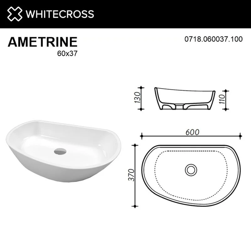 Раковина накладная Whitecross Ametrine 0718.060037.100 белый