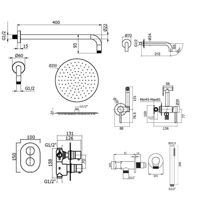 Душевая система Plumberia Selection Ixo KITZXOT19CR60 хром