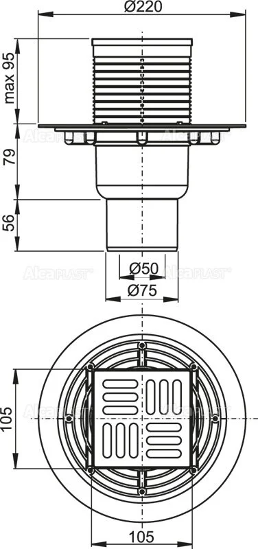 Душевой трап AlcaPlast APV2321 с прямой подводкой