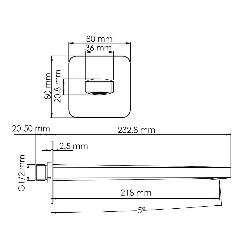 Излив настенный для ванны Wasserkraft A284