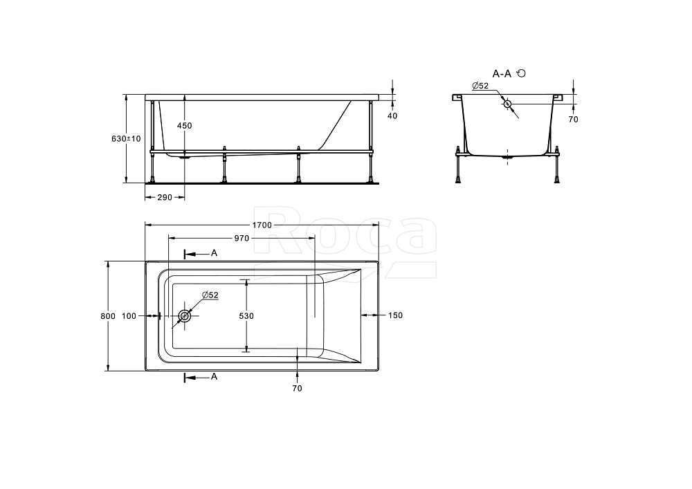 Акриловая ванна Roca Easy 170х80 ZRU9307624