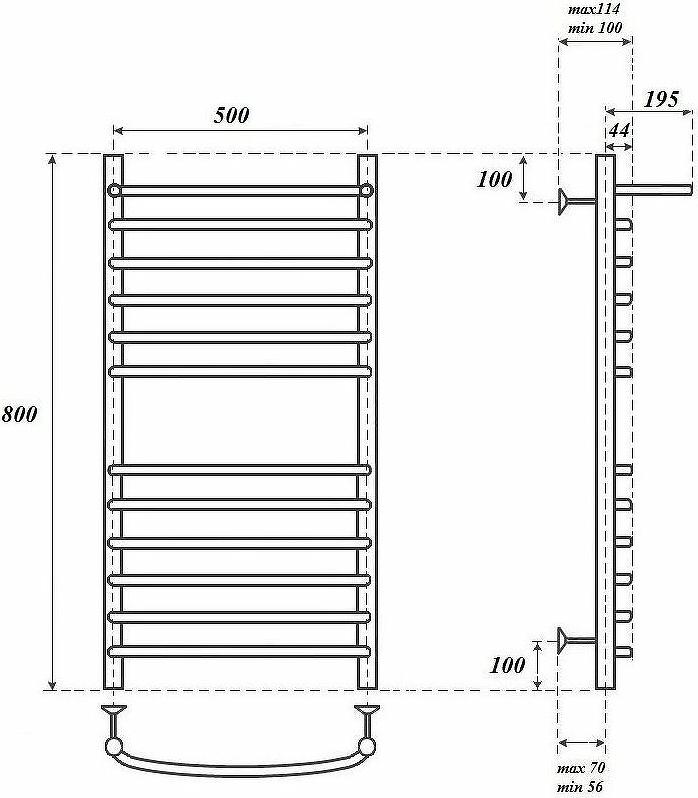 Полотенцесушитель электрический Point PN05158SPE П11 500x800 с полкой левый/правый, хром