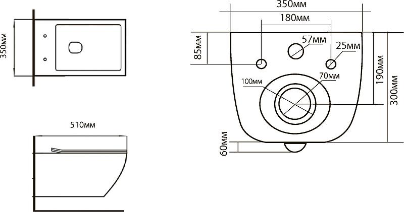 Подвесной унитаз Black&White Universe W-730 730W00 с сиденьем микролифт, белый