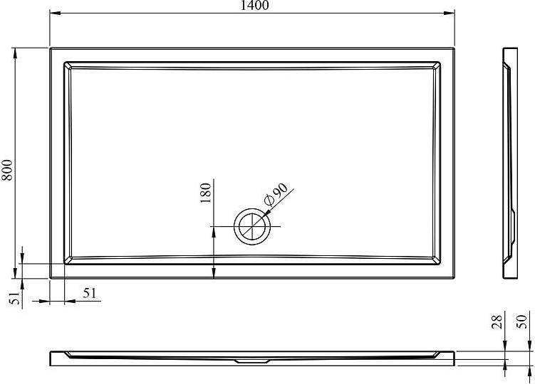 Душевой поддон Lavinia Boho One 140x80 3701914S, белый