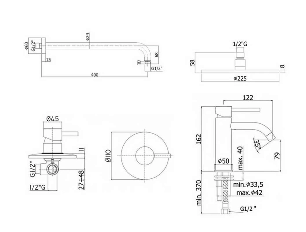 Душевая система Paffoni KIT LIG KITLIG011NO071 черный