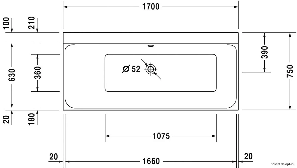 Акриловая ванна Duravit P3 Comforts 170х75 700376000000 белый