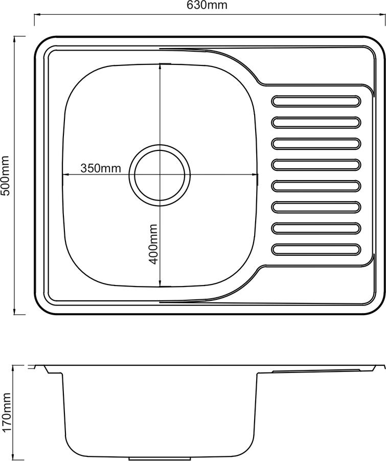 Кухонная мойка РМС MG6-6350L, хром