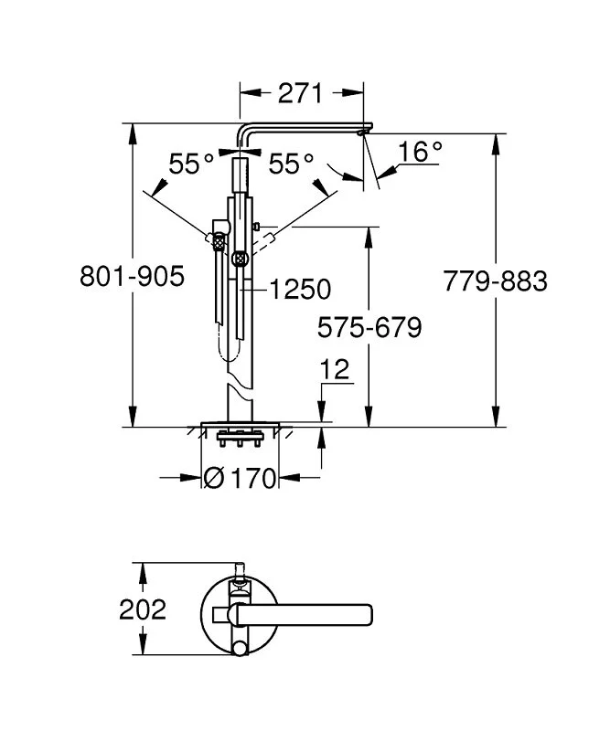 Смеситель для ванны с душем Grohe Lineare New 23792AL1 черный