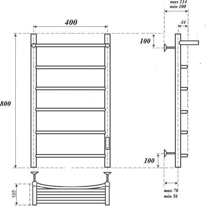 Полотенцесушитель электрический Point Афина PN04848P П5 400x800 с полкой, хром