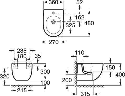 Комплект Подвесное биде Roca Meridian 357246000 укороченное + Система инсталляции для биде Grohe Rapid SL 38553001