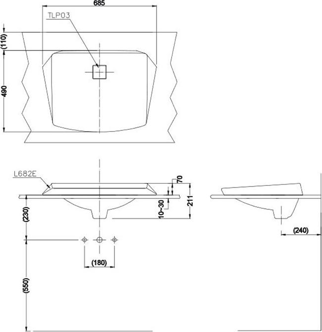 Раковина 68 см TOTO SG/Jewelhex LW682B, белый