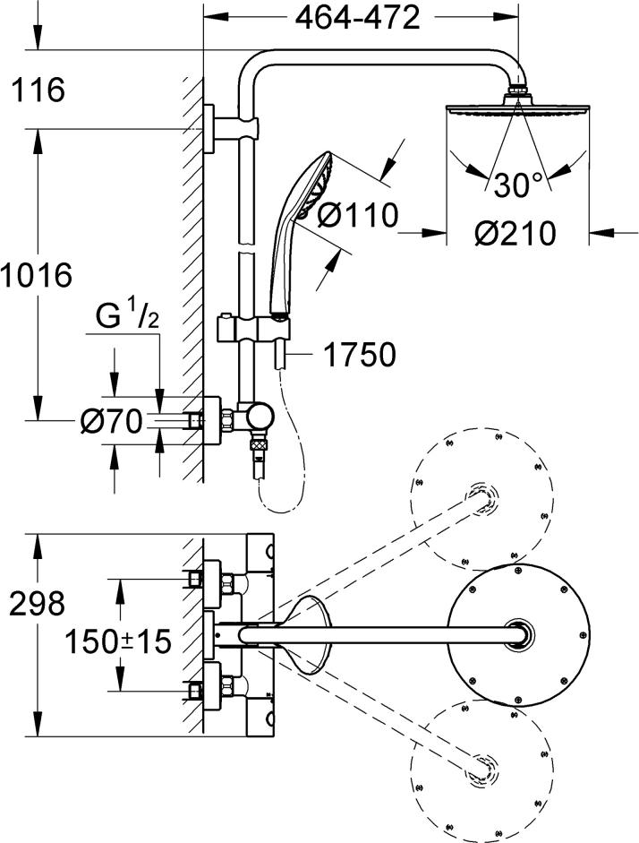 Душевая стойка Grohe Euphoria XXL System 210 27964000