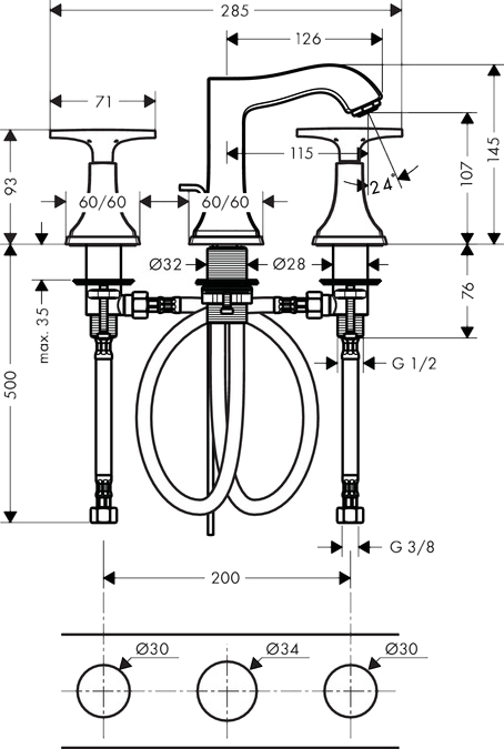 Смеситель Hansgrohe Metropol Classic 31306000 для раковины