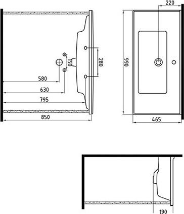 Раковина Bien Neptun NPLK10001FD1W3000 99 см