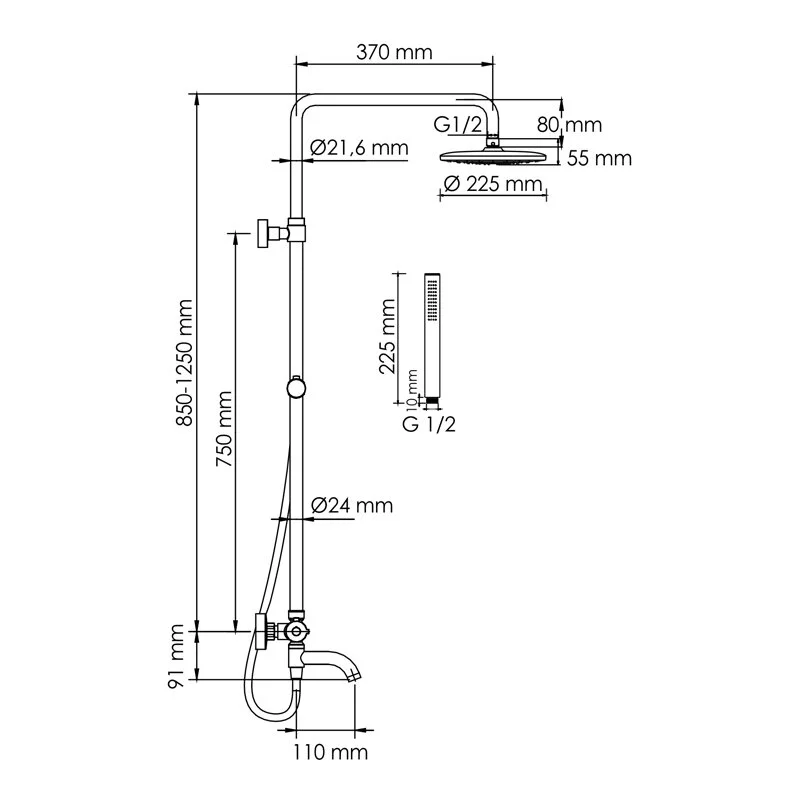 Душевая система WasserKRAFT серия A A288.077.217.BM Thermo черный