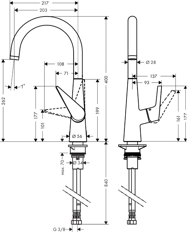 Смеситель для кухонной мойки Hansgrohe Talis S 72810000, хром