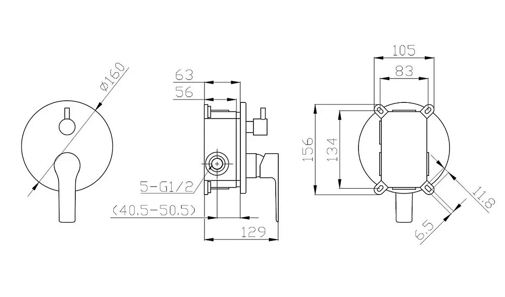 Смеситель для душа Esko Singapore SB 83-3 черный