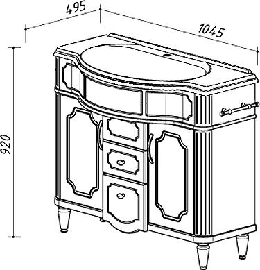 Тумба с раковиной Belux Каталония 105 слоновая кость с патиной