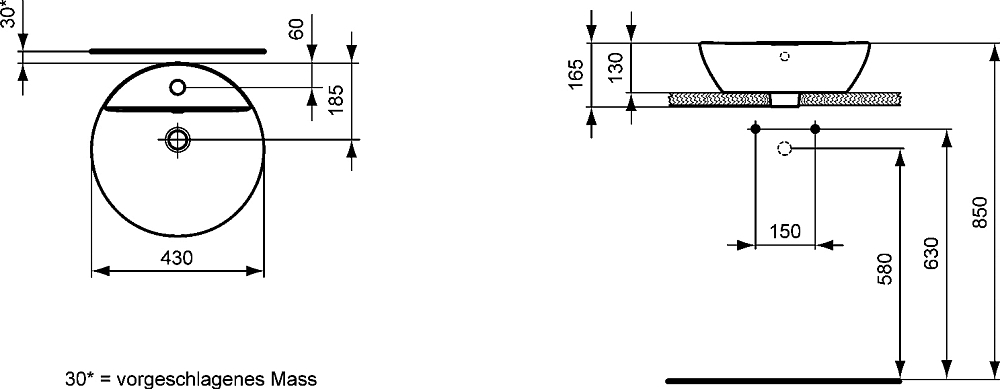 Рукомойник Ideal Standard Connect Sphere E804001 43 см