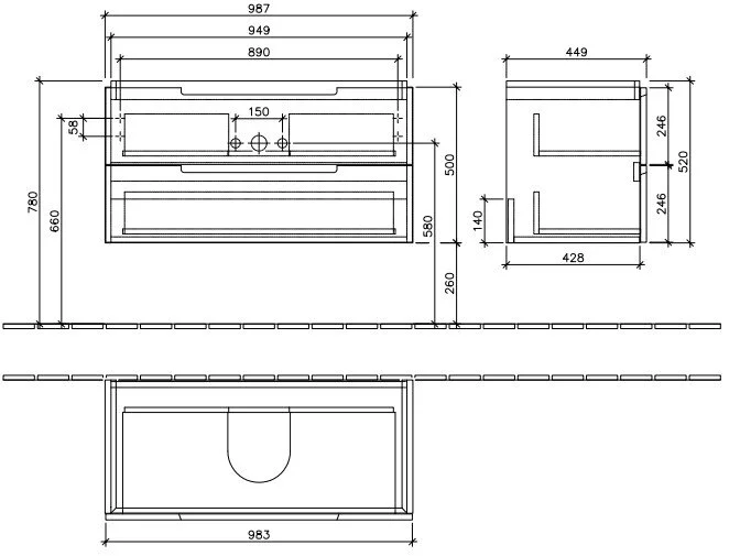 Тумба под раковину Villeroy&Boch Subway 2.0 A69700FQ коричневый