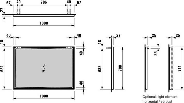 Светильник Laufen Frame25 4.4751.1.900.007.1 100 без выключателя