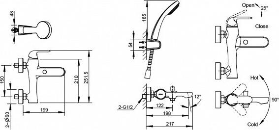 Смеситель для ванны и душа Bravat Flow F671105C-01, хром