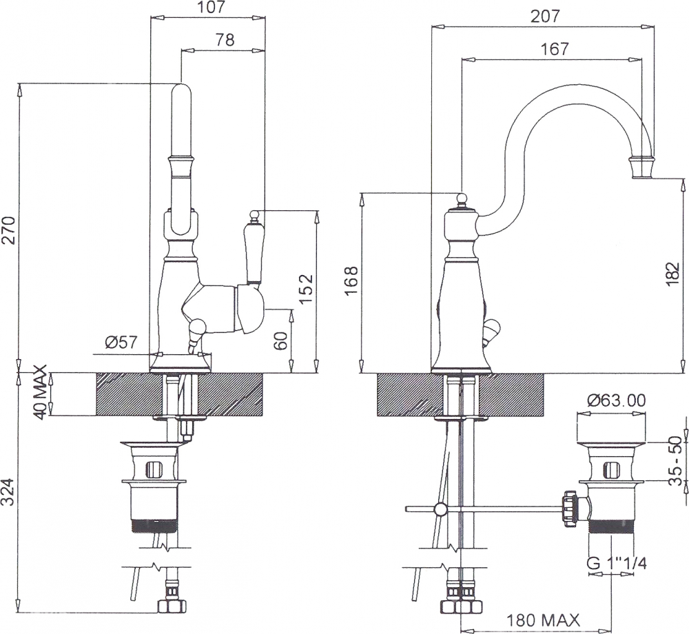 Смеситель Margaroli Classica RU1001AACR для раковины