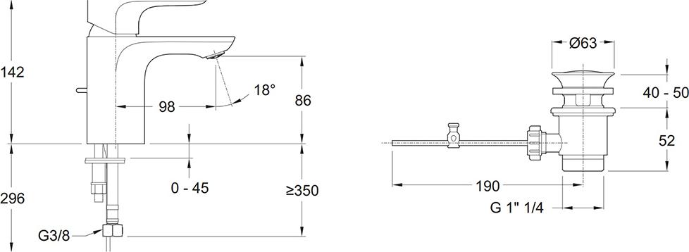 Смеситель для раковины Jacob Delafon Aleo E98332-CP