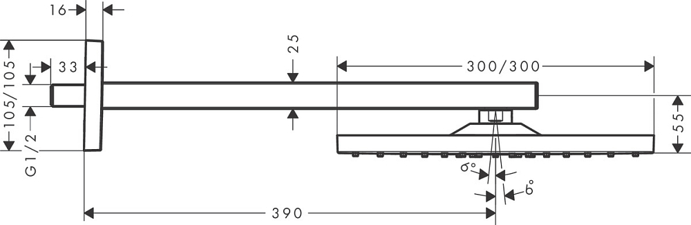 Верхний душ Hansgrohe Raindance E 300 1jet 26238000, хром