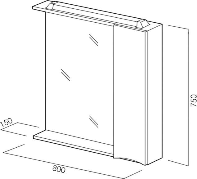 Зеркало-шкаф 80 см BelBagno MARINO-SPC-800/750-1A-BL-P-R