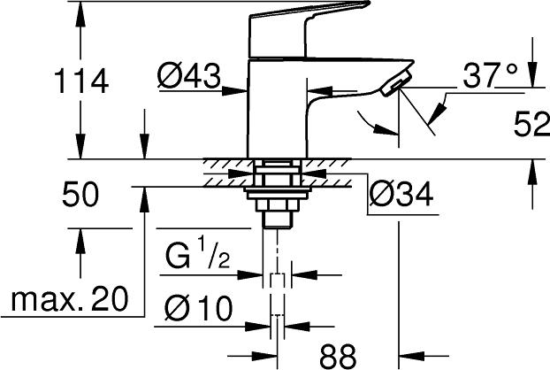 Смеситель для раковины Grohe BauLoop 20422001, хром