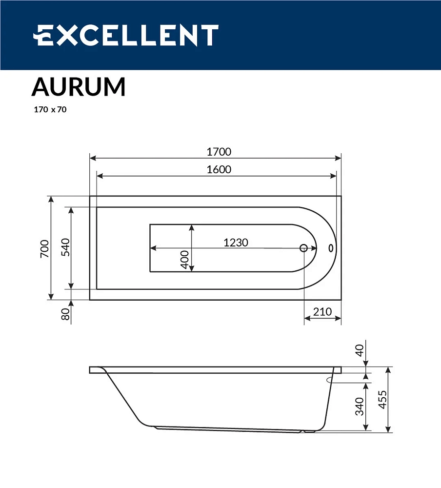 Акриловая ванна Excellent AURUM WAEX.AUR17WH белый