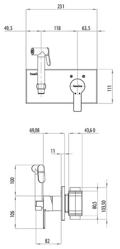 Душ гигиенический Teska BTK6410W хром