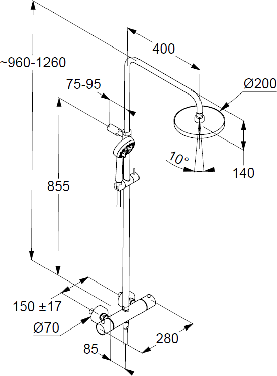 Душевая стойка Kludi Logo Dual Shower System 6809205-00, хром