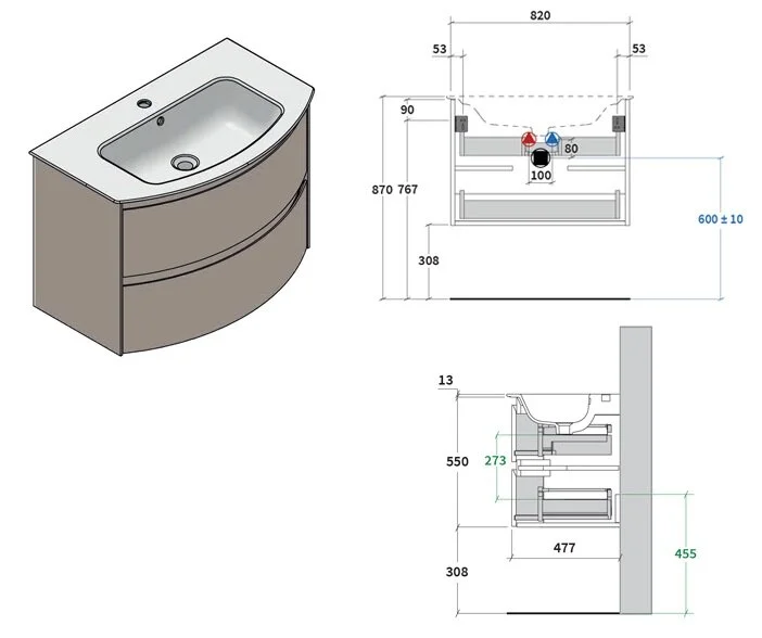 Тумба под раковину Berloni Bagno Way Round WAR0002 101/101 белый