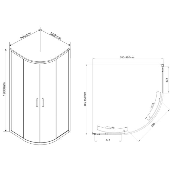 Душевой уголок Vincea Garda VSQ-1G900CL 90x90, хром, стекло прозрачное